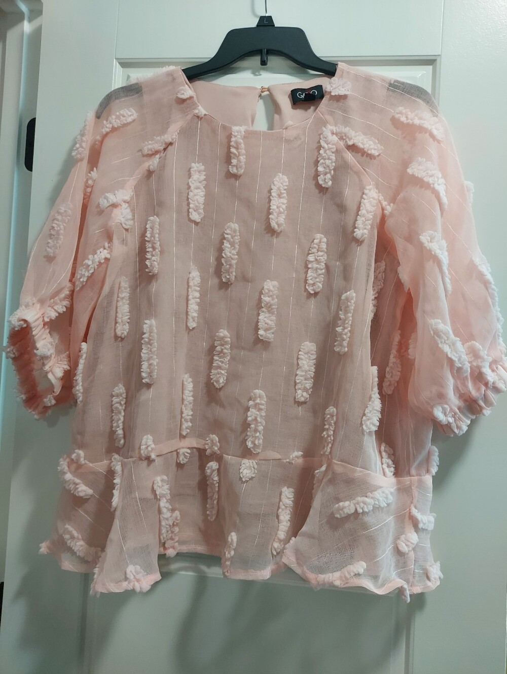 Light Blush Pink Sheer Textured Blouse